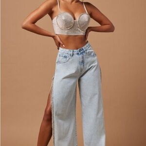 Fashion Nova Light Blue Flare Jeans size Large tag still on